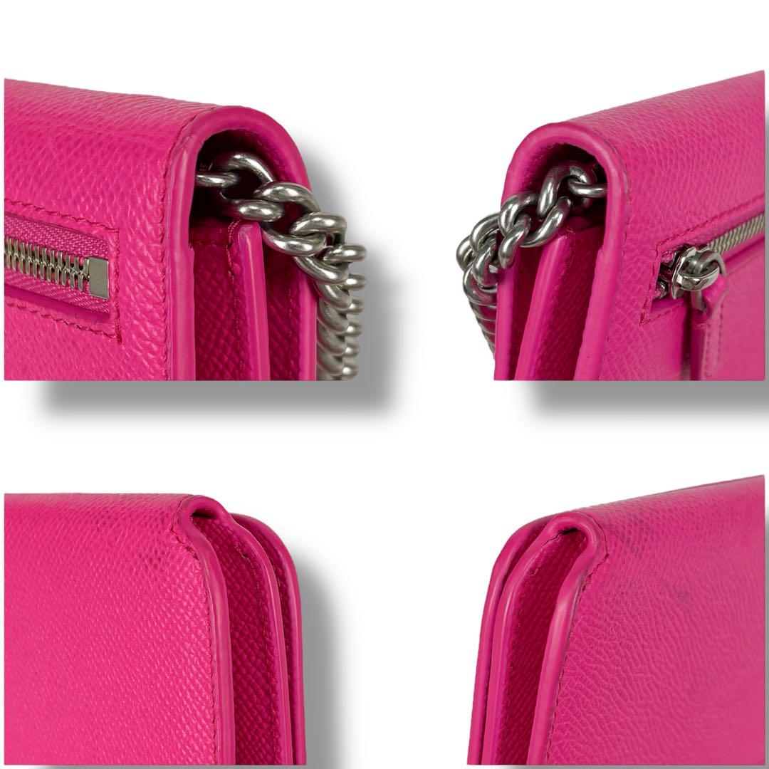 バレンシアガ BALENCIAGA チェーンウォレット ネオンピンク