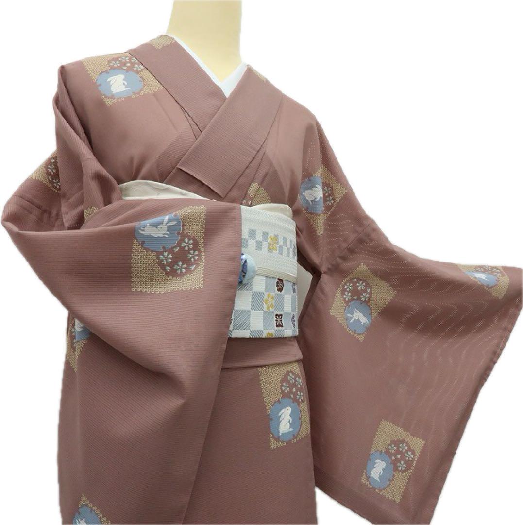 美品 洗える夏着物 誂えポリエステル トールサイズ 絽 小紋 着物
