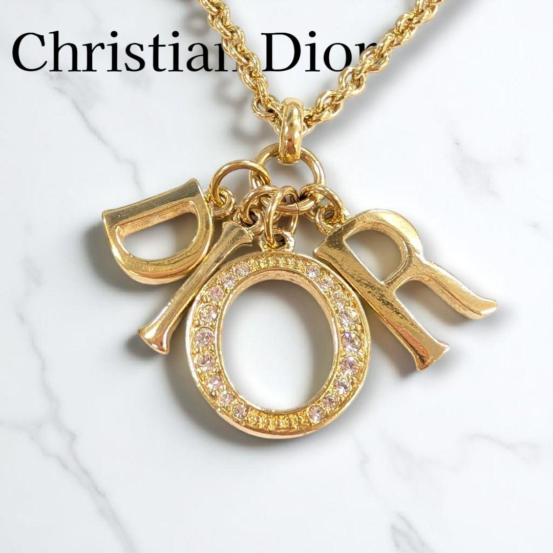 Christian Dior ディオール ビッグロゴネックレス ゴールド 大ぶり