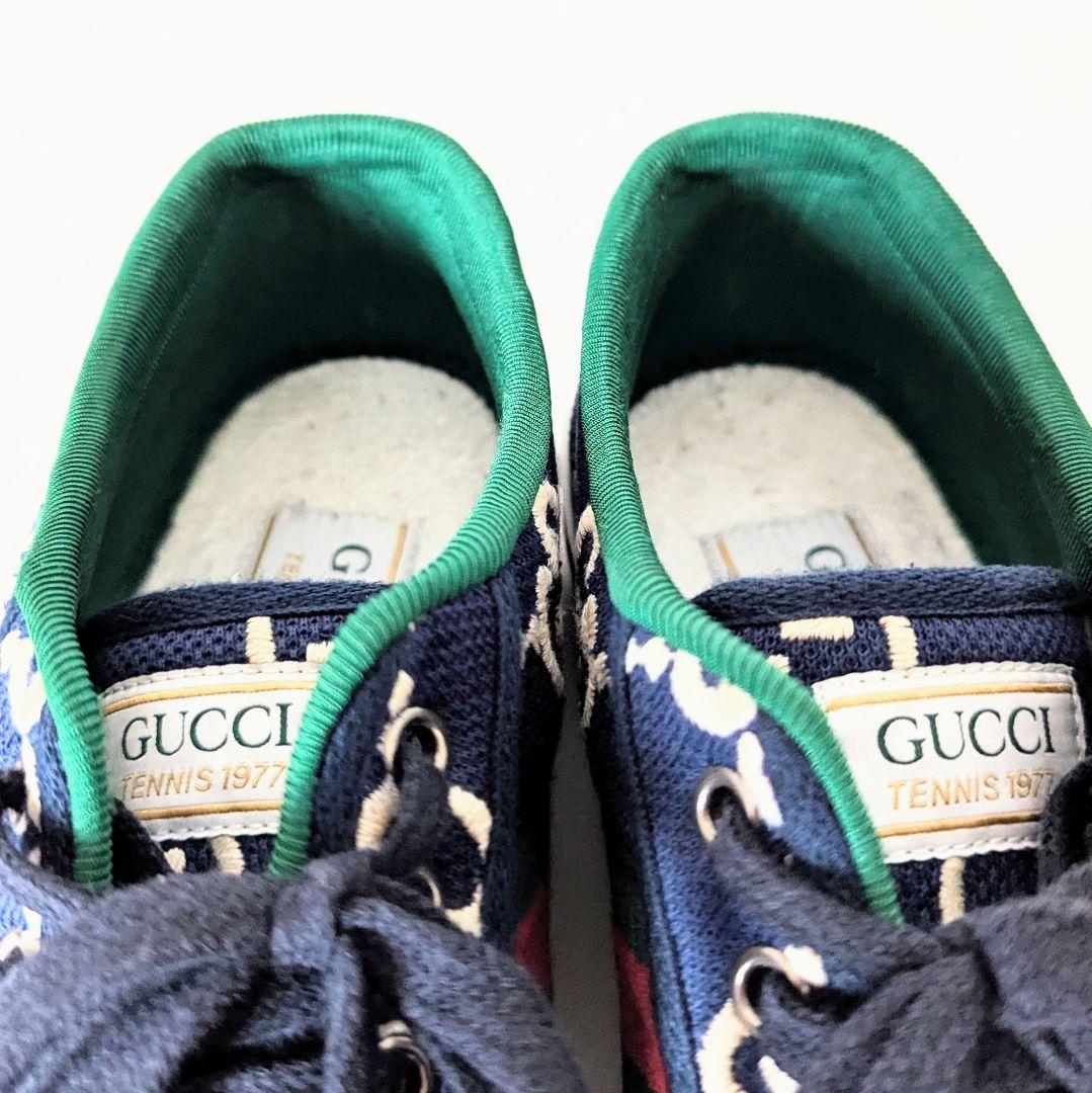 美品◎GUCCI テニス GGジャンボ ローカットスニーカー 24cm 紺 美品◎GUCCI テニス GGジャンボ ローカットスニーカー 24cm 紺