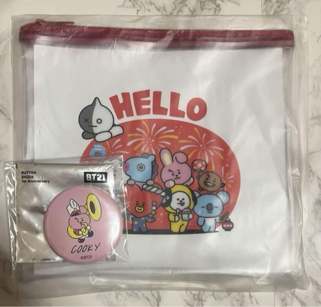 BTS BT21 カフェ クリアポーチ 缶バッジ セット - メルカリ