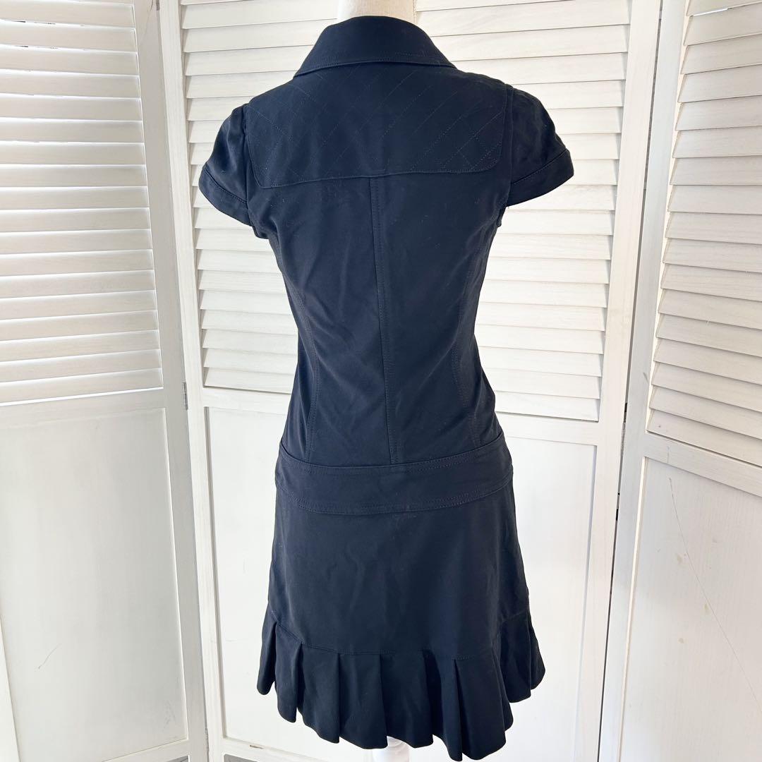 BURBERRY BLUE LABEL ライダース風ワンピース プリーツ 黒