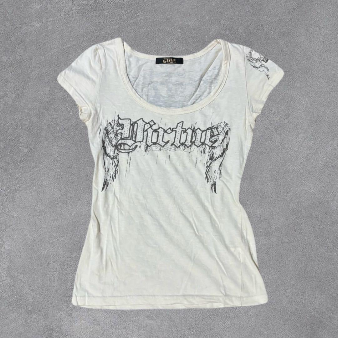 本当に信頼出来る商品 00's グランジ フェアリーコア Tシャツ 英字 平成 y2k トップス