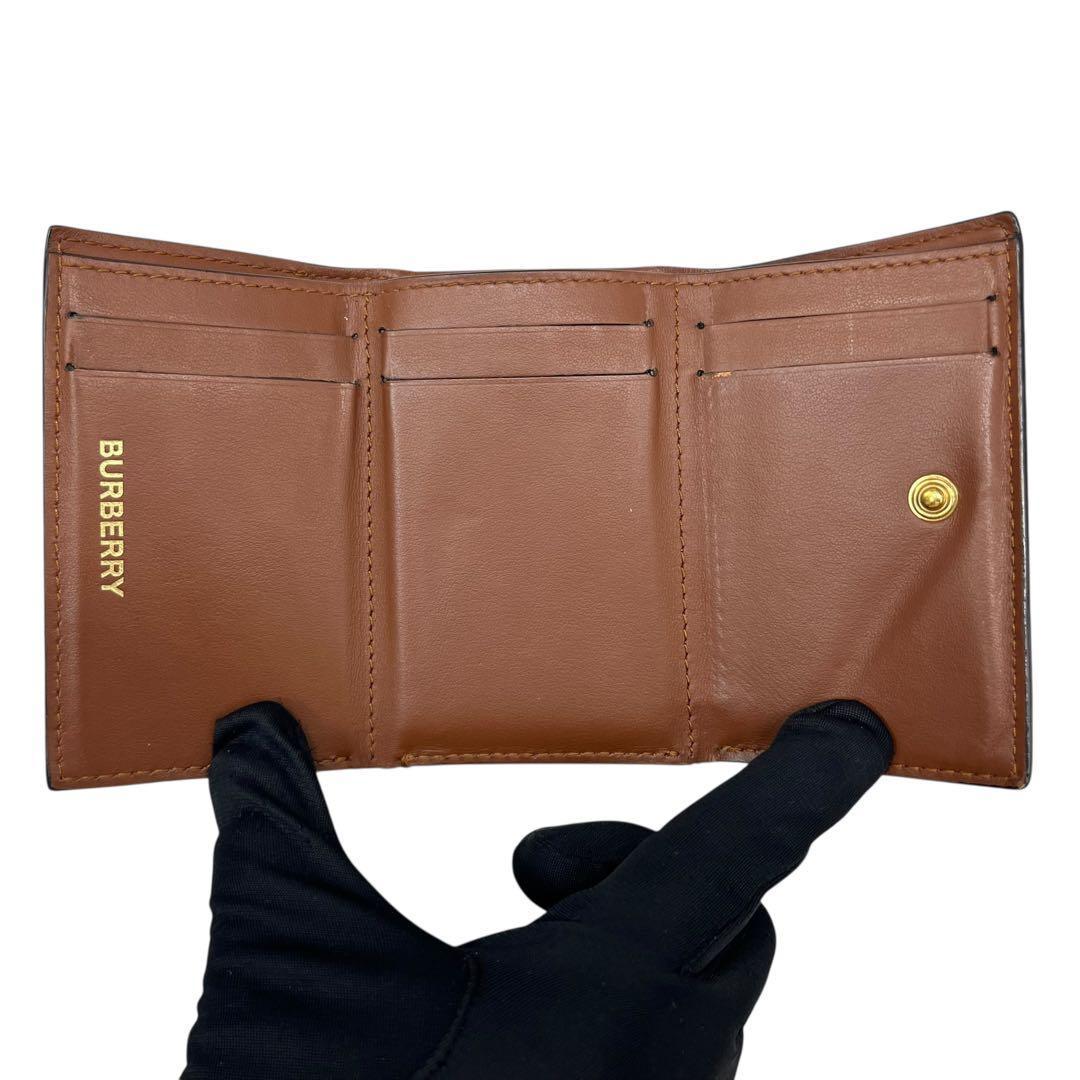 希少✨バーバリー 三つ折り財布 TB ロゴ 総柄 PVC レザー ブラウン 希少✨バーバリー 三つ折り財布 TB ロゴ 総柄 PVC レザー ブラウン