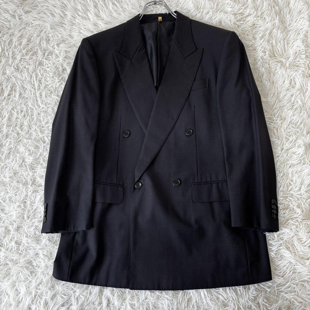好きに LANVIN✨ 80s 総柄 レトロスーツ vintageダブルブレスト 90s スーツ