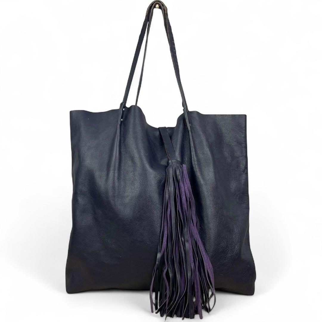 ジルサンダー トートバッグ タッセル レザー パープル系 JIL SANDER