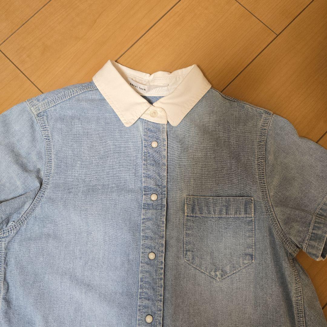 サカイラック sacai luck バックプリーツ インディゴ シャツ