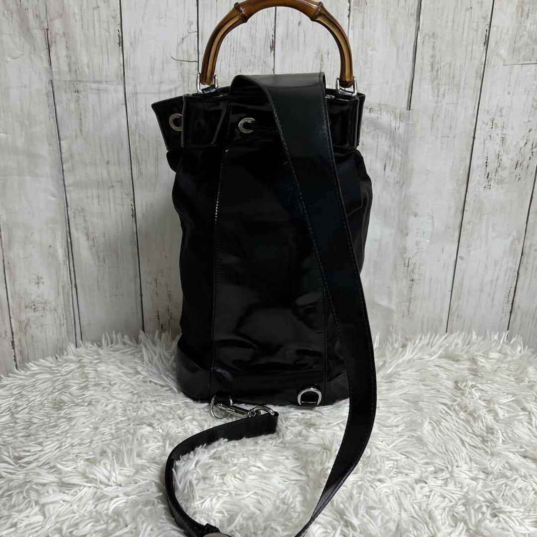 GUCCI バンブー ワンショルダーバッグ ナイロン エナメル