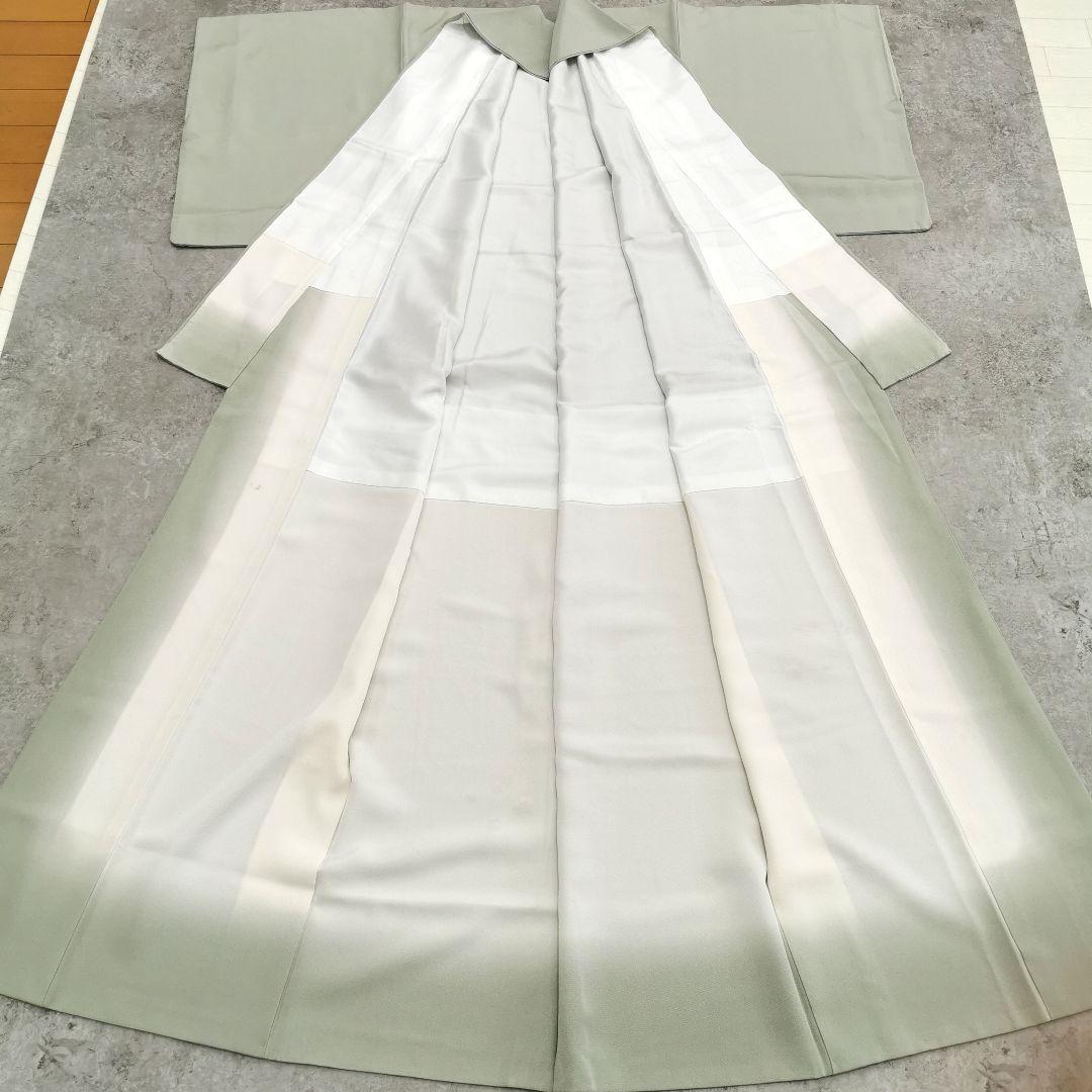 【初代 由水十久】淡いグリーン 加賀友禅の巨匠 レア 手刺繍 付け下げ 証紙有り