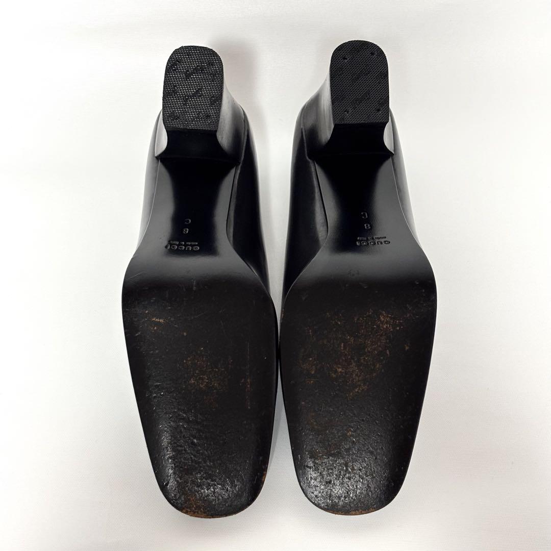 美品 GUCCI グッチ ビットパンプス スクエアトゥ ダークグレー J1955