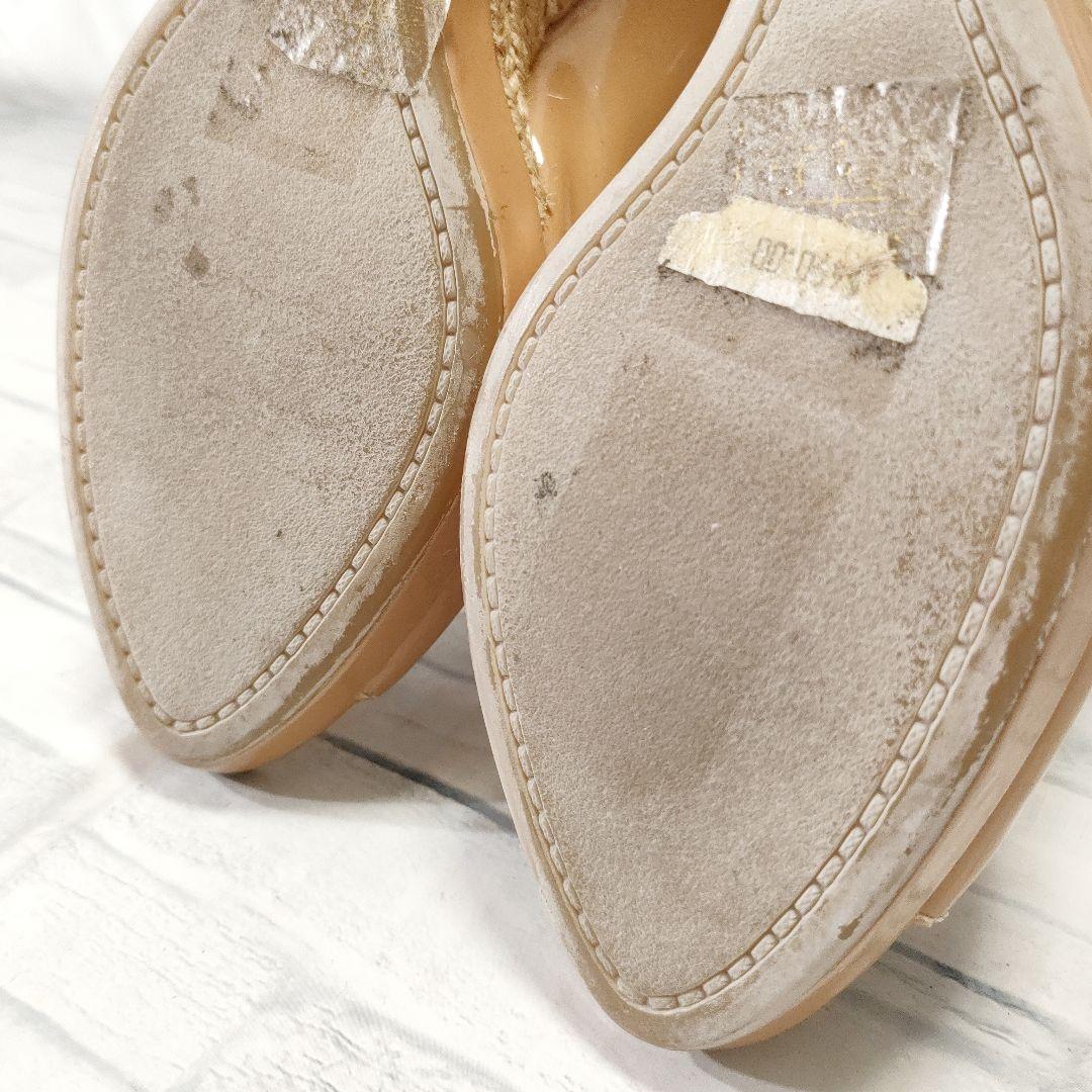 使用2回】PRADA パンプス ウエッジソール エナメル ベージュ 37ハーフ