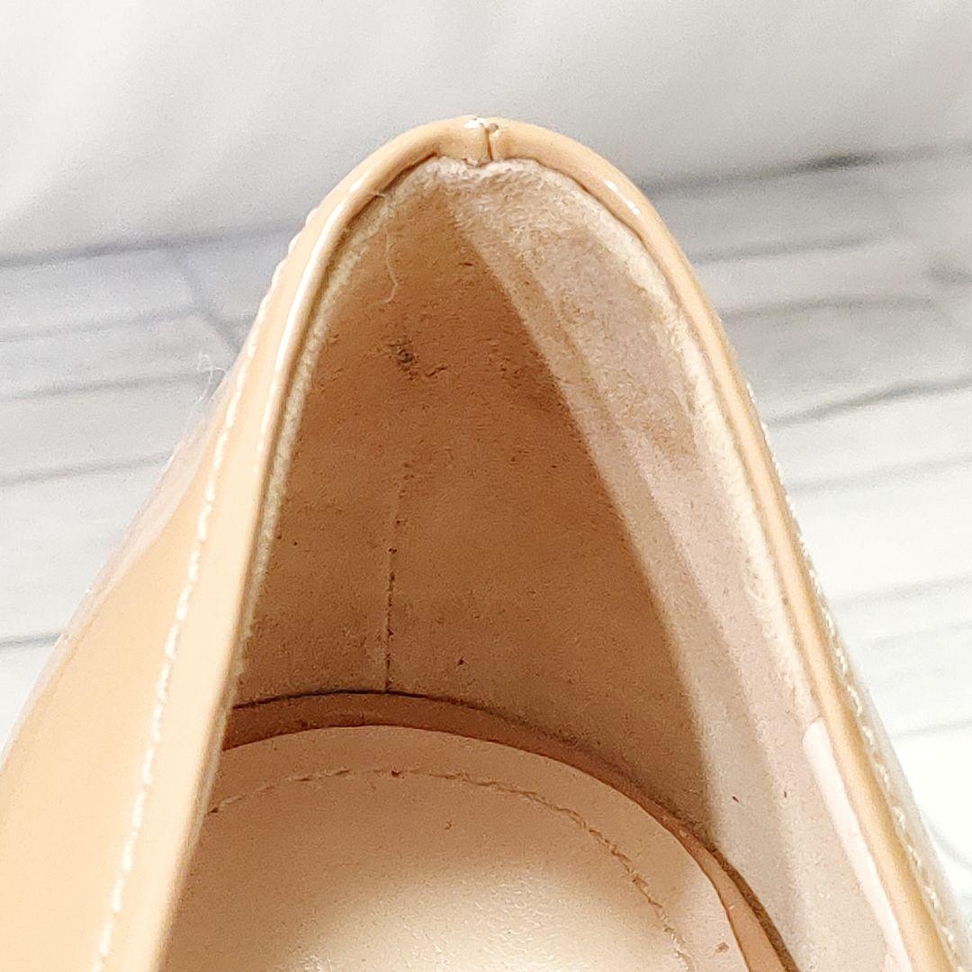 使用2回】PRADA パンプス ウエッジソール エナメル ベージュ 37ハーフ