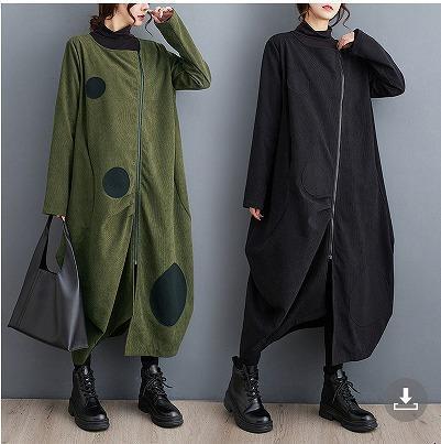 大きいサイズ レディース ワンピース　ロング　ジップ　春 秋冬 新品 長袖