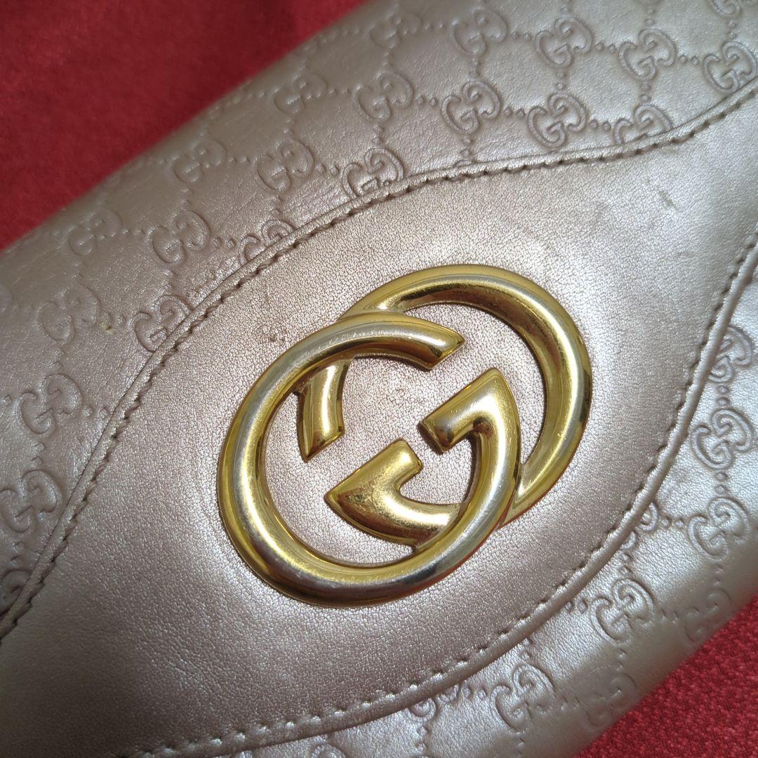 GUCCI ピンク ゴールドレザー 長財布