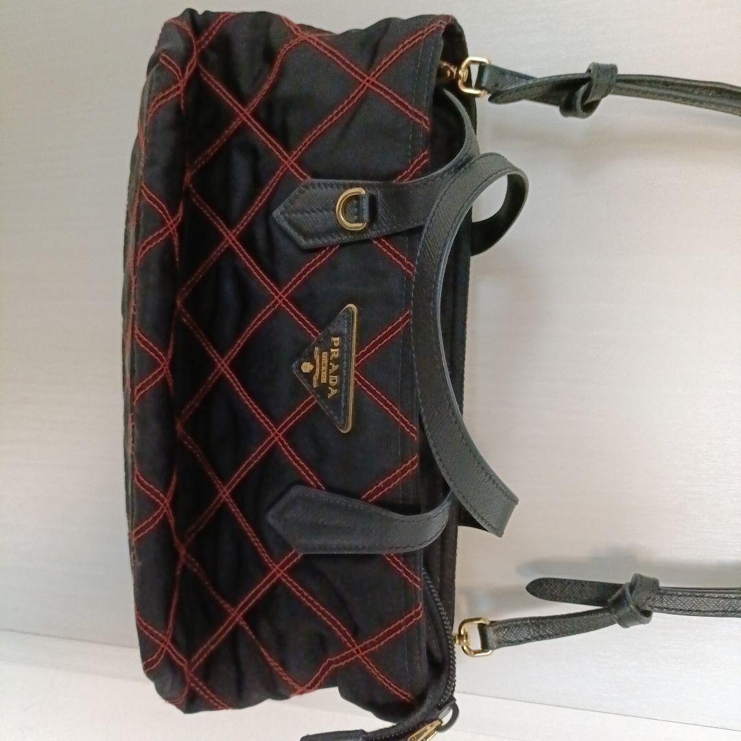 1円 PRADA プラダ テスートナイロン チェーン トートバッグ ショルダー 肩掛け レディース ブラック系 BG2057 1円 □美品□ PRADA プラダ テスートナイロン チェーン シルバー金具