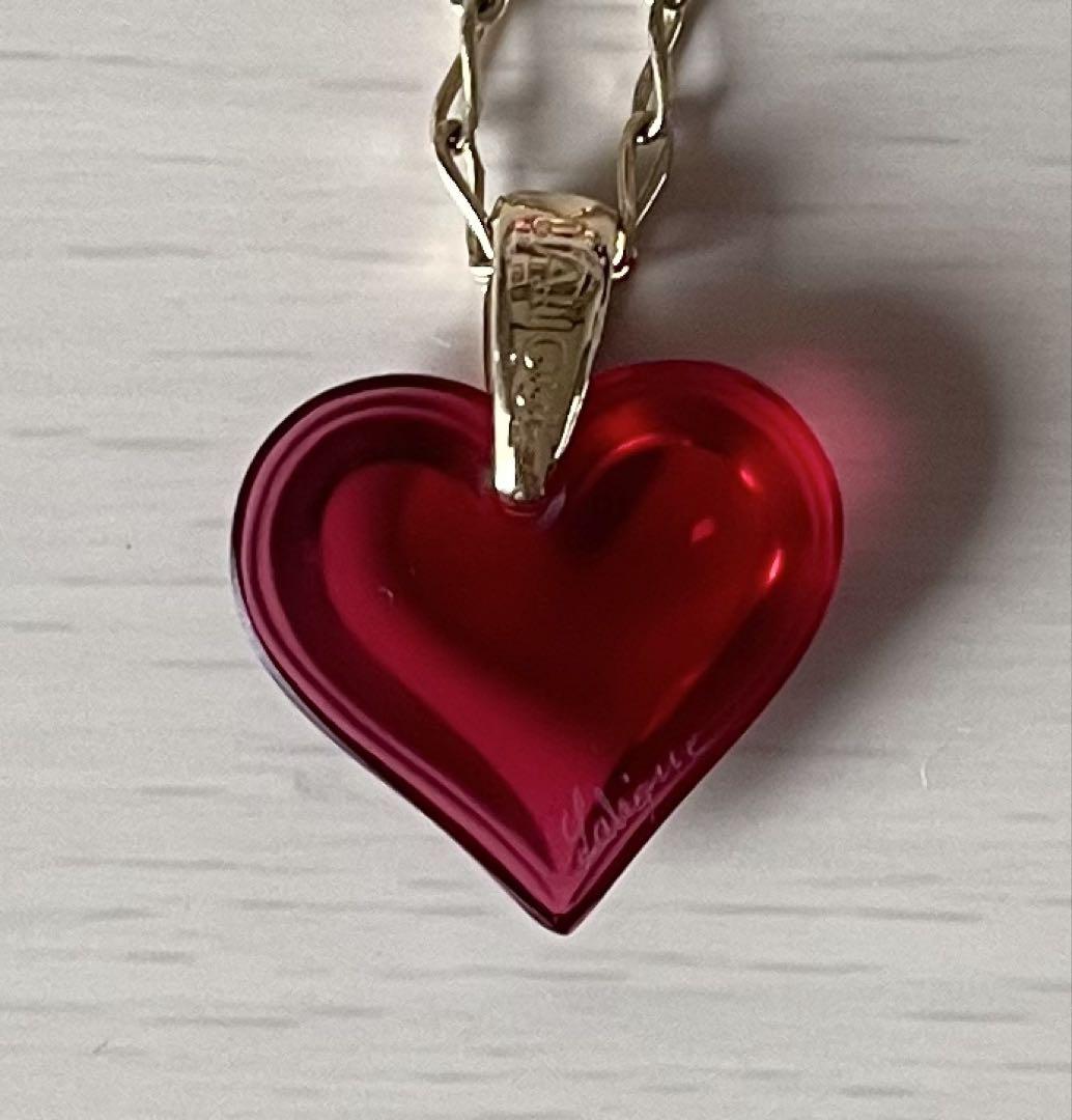 【未使用】LALIQUE ハート型ペンダント ネックレス 美品】LALIQUE ネックレス アムールボークー ハート ペンダント