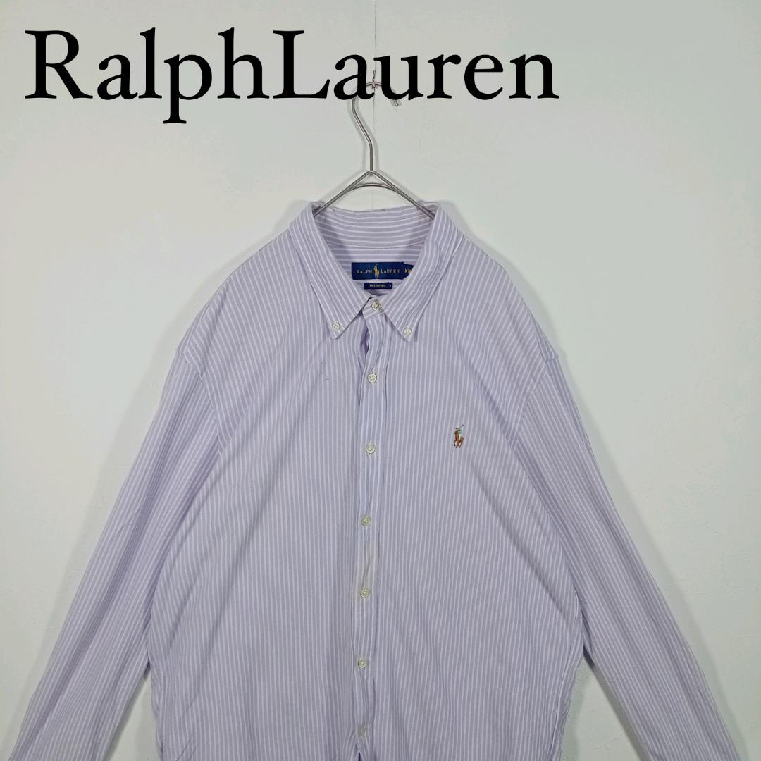 Ralph Lauren 長袖ボタンダウンシャツ ストライプ胸刺繍ロゴ ラルフ