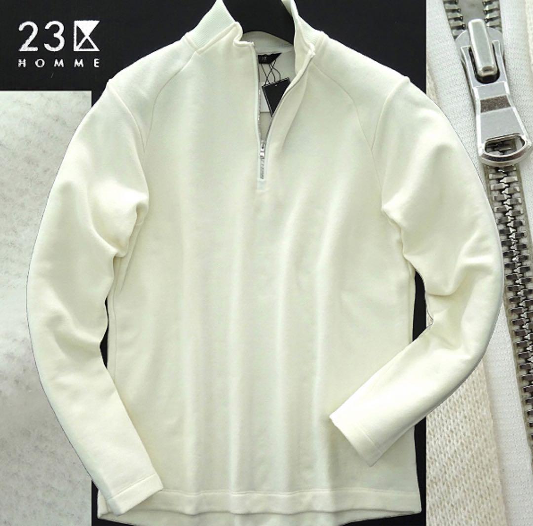 【新品☆未使用】23区オム　裏暖　フリース　ハーフジップ　スエットカットソー