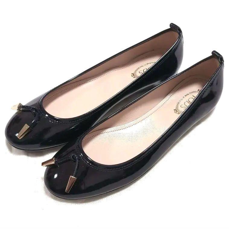 未使用 TOD’S トッズ 黒 エナメル フラットシューズ バレエシューズ 37