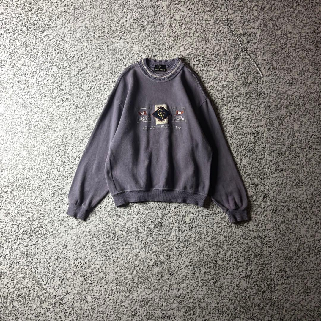 【90s日本製】ジャパンヴィンテージ　昭和レトロ　スウェットトレーナー　パープル