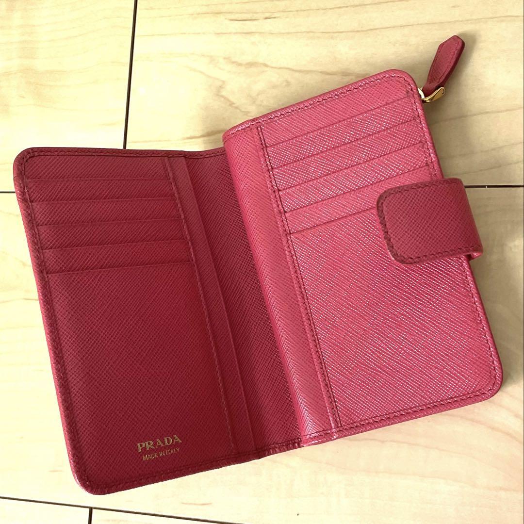 プラダ　PRADA サフィアーノ　二つ折り　財布　ピンク