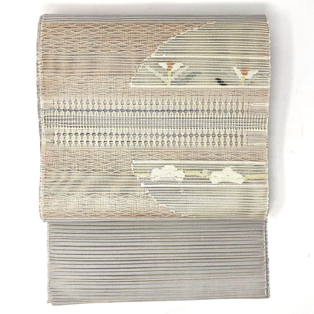 ＼半額SALE／ ］正絹 名古屋帯/絽 薄いブルーグレー 夏着物 更紗 くすみカラー 着物・浴衣