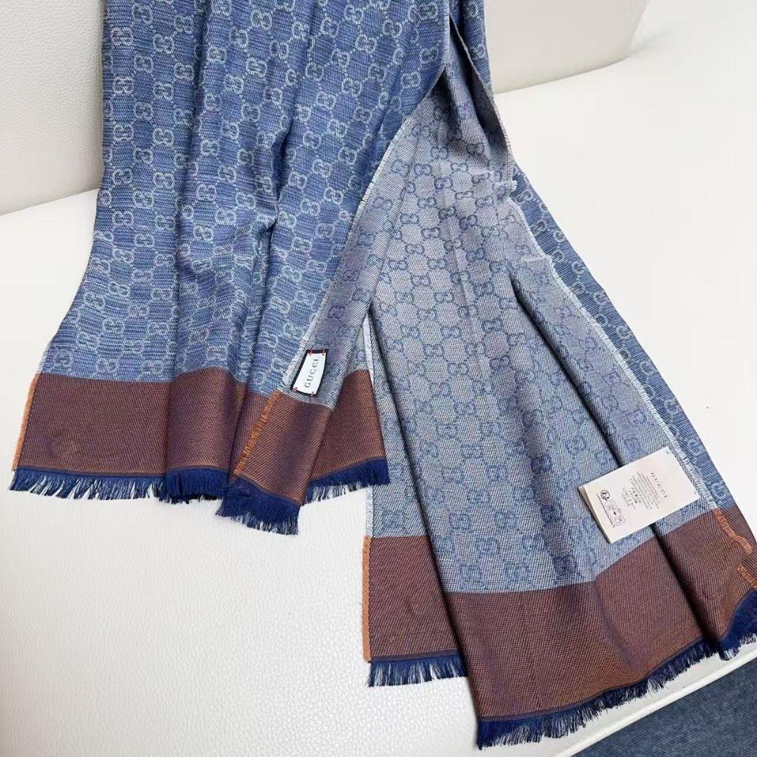 GGパターン マフラー ウールシルク混合GUCCI