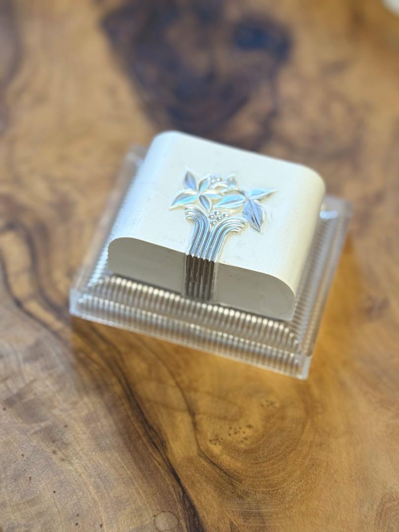 米国製　ZALE'S ヴィンテージ　セルロイド　ジュエリーリング　ケース　花模様