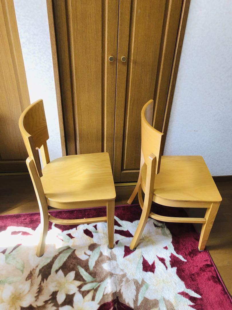 飛騨家具　木製ダイニングチェア 2脚セット　③