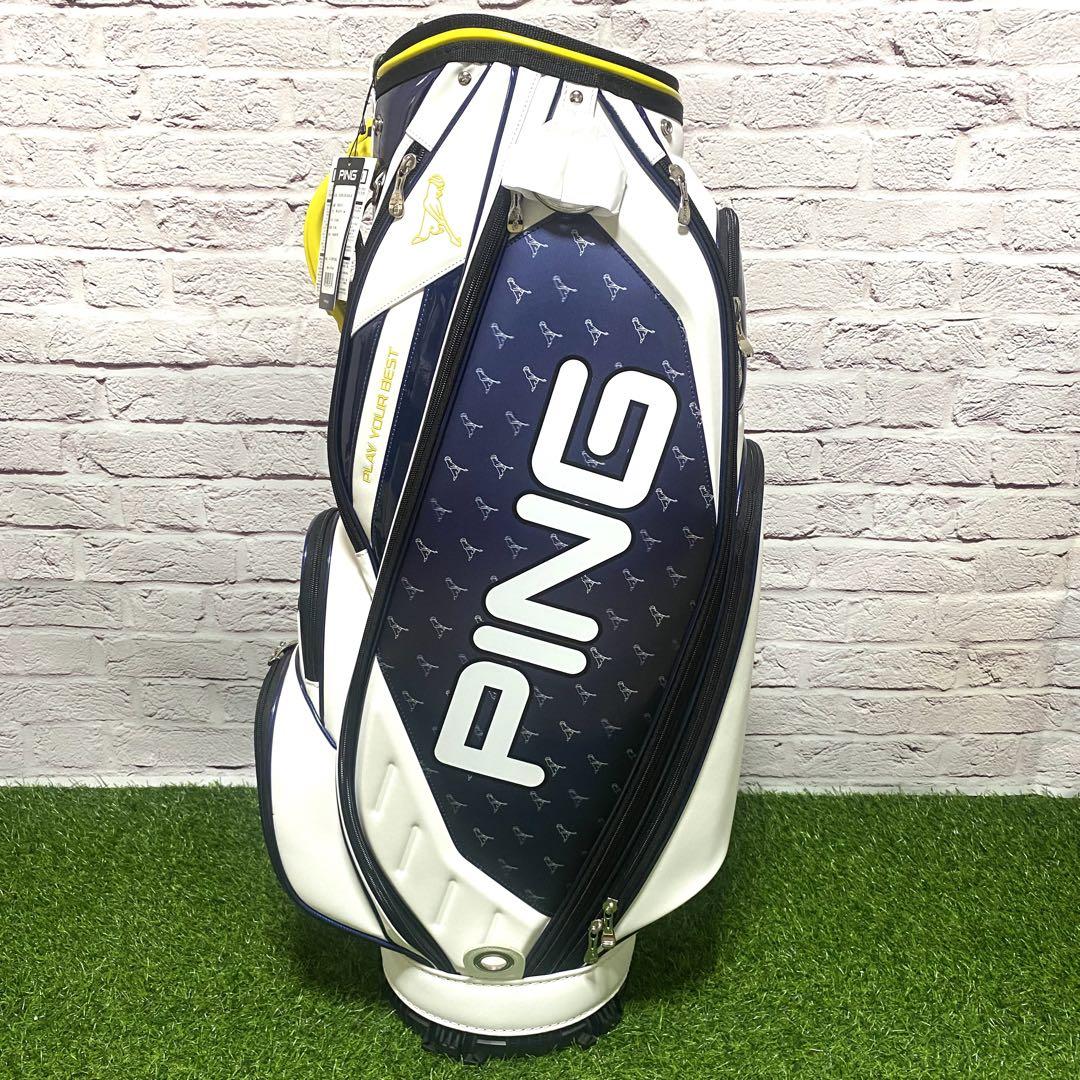新品】PING ピン キャディバッグ ホワイト ネイビー イエロー