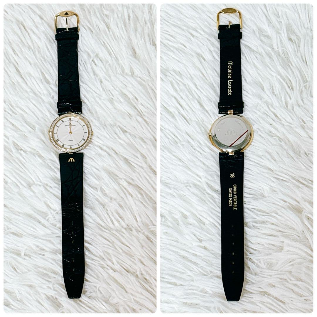 注目 ✨未使用級✨ モーリスラクロア クォーツ ストーンベゼル レザー 時計