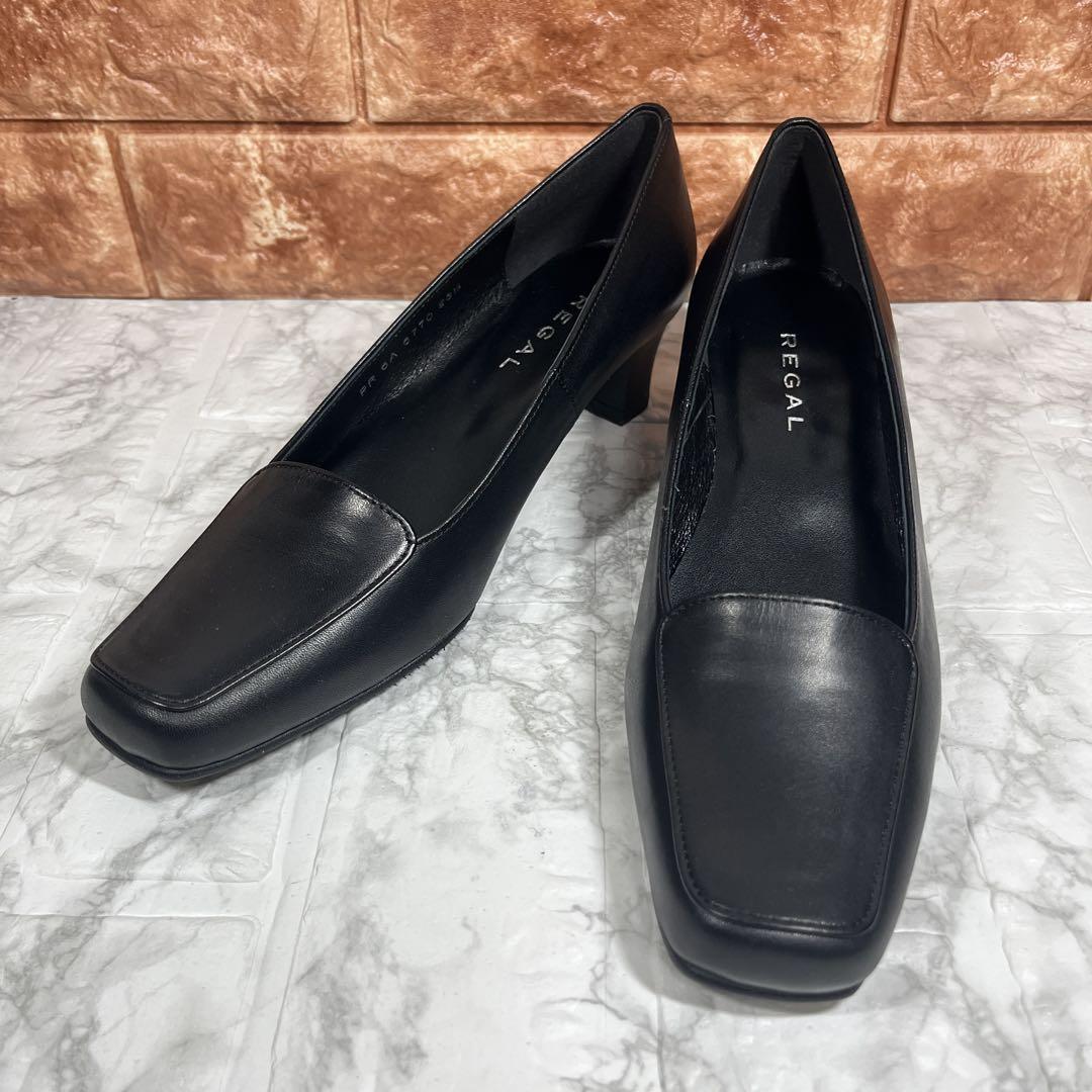 【美品】 REGAL リーガル パンプス スクエアトゥ 23.5㎝ ブラック