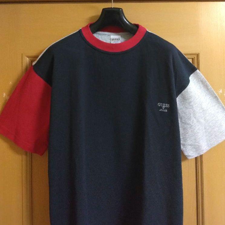 未使用 USA製 GUESS ゲス 鹿の子 ビンテージ Tシャツ マルチカラー