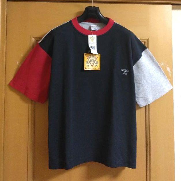 未使用 USA製 GUESS ゲス 鹿の子 ビンテージ Tシャツ マルチカラー