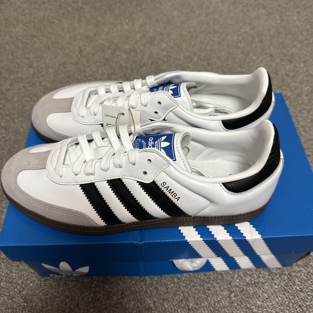 adidas Samba ホワイト/ブラック/グレー25 - メルカリ