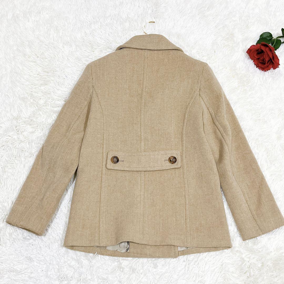極美品✨　バーバリー　ロンドン　ピーコート　ヘリンボーン　ベージュ　ウール