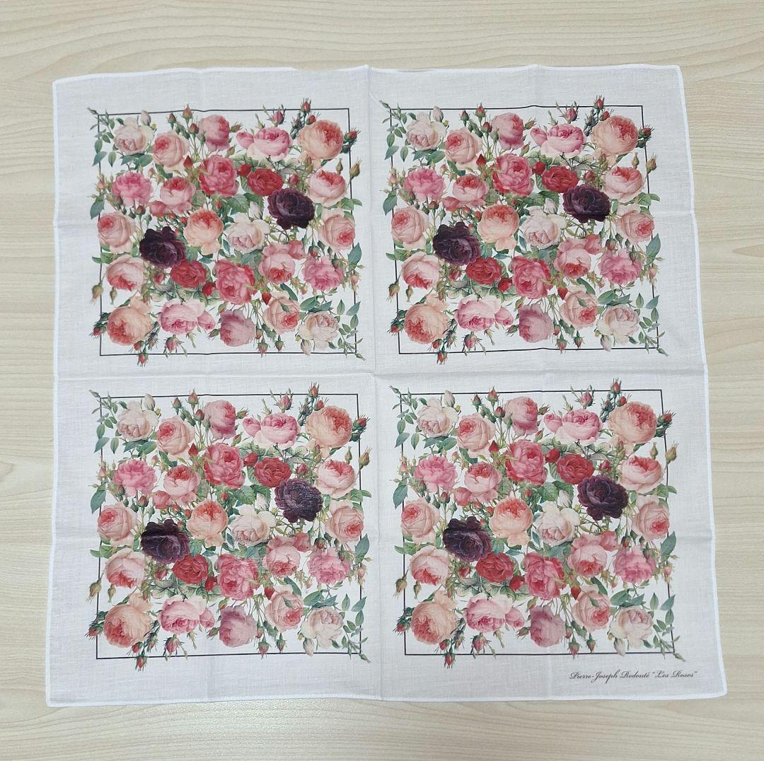 ピエール＝ジョゼフ・ルドゥーテが描いた薔薇シリーズハンカチ