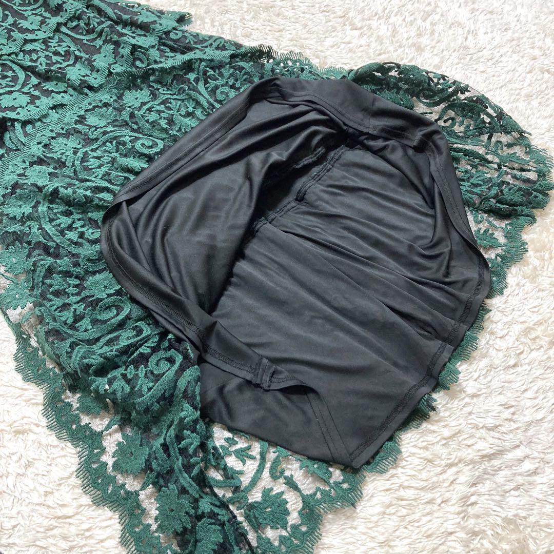TADASHI SHOJI 総レース刺繍 4段ティアード マキシドレス フラワー