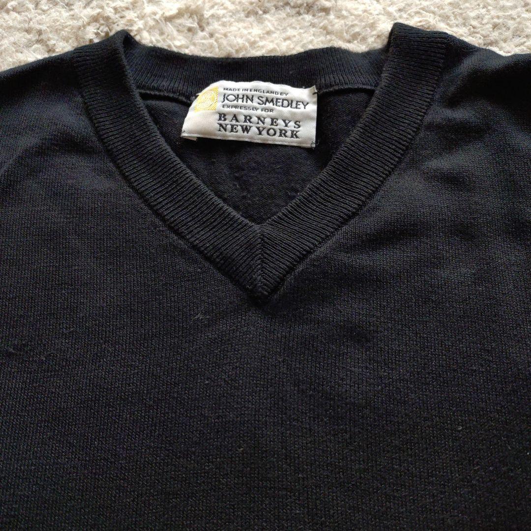 JOHN SMEDLEY バーニーズニューヨーク Vネック 半袖セーター 黒