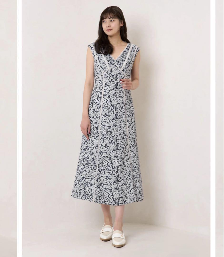Her lip to Floral Dress ネイビーM