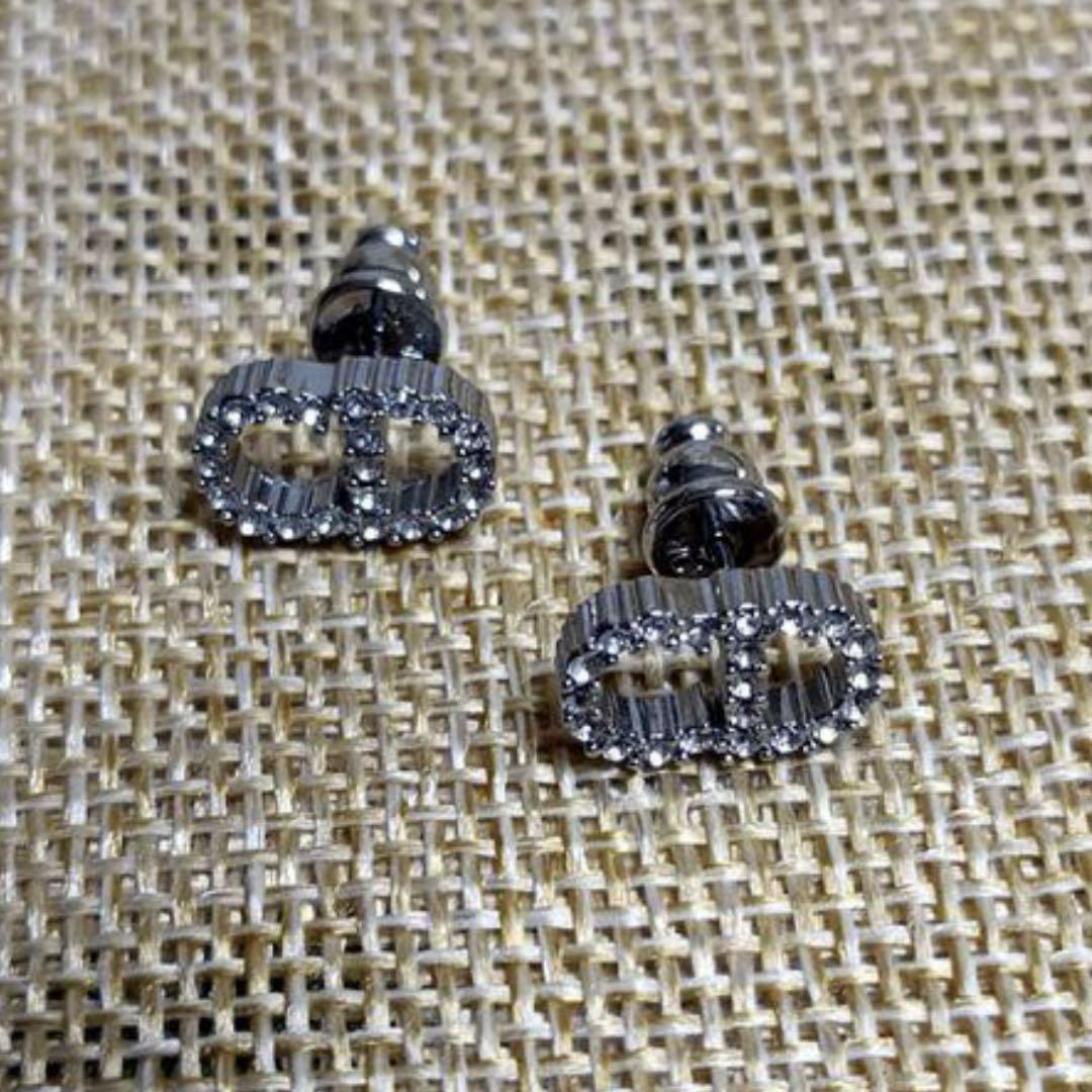 Clair D Lune ピアス　メタル & クリスタル　dior シルバー