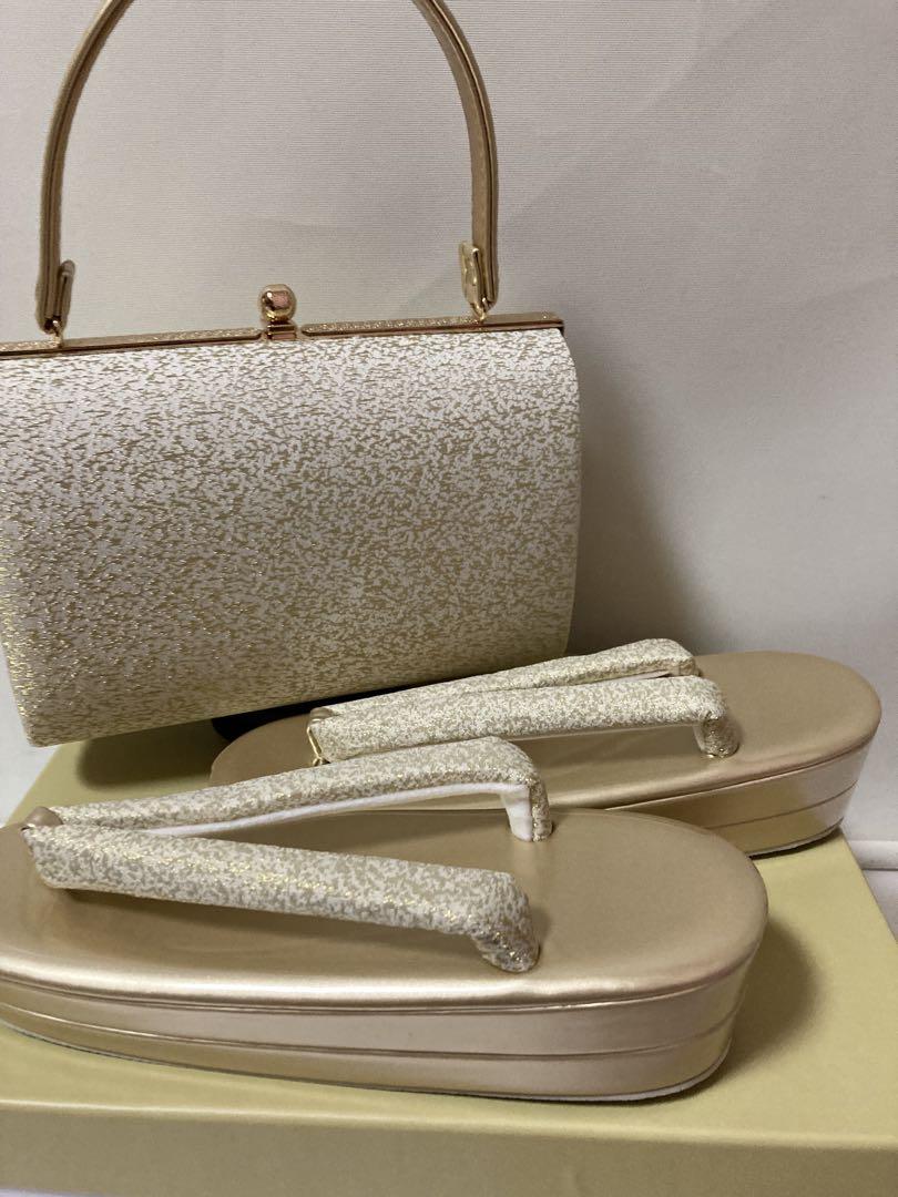 新品　金帯地 2枚芯草履バッグセット 礼装 フリーサイズ 金