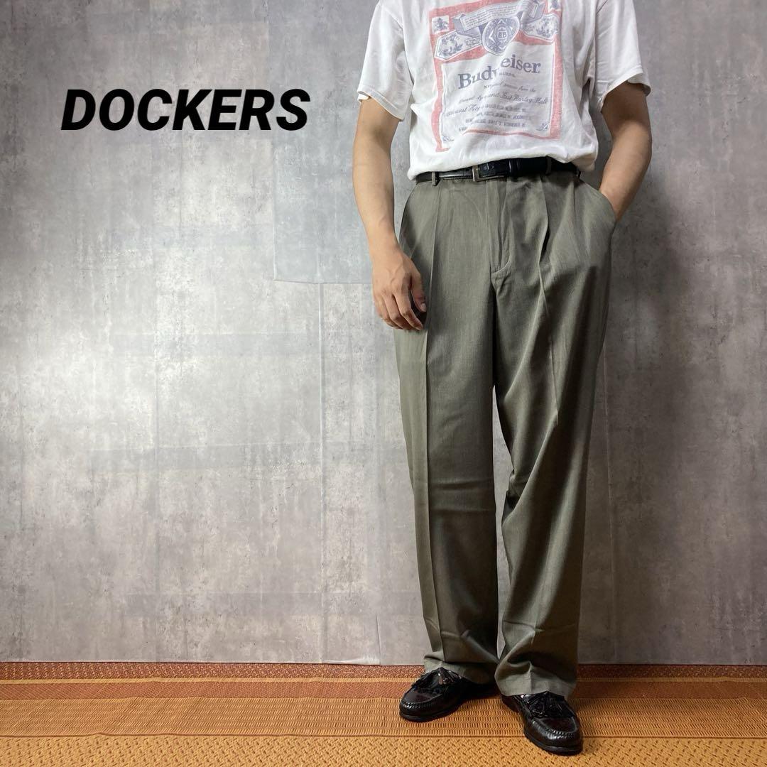 00's Levi's DOCKERS Slacks 2tuck HBT W36 L32 00年代