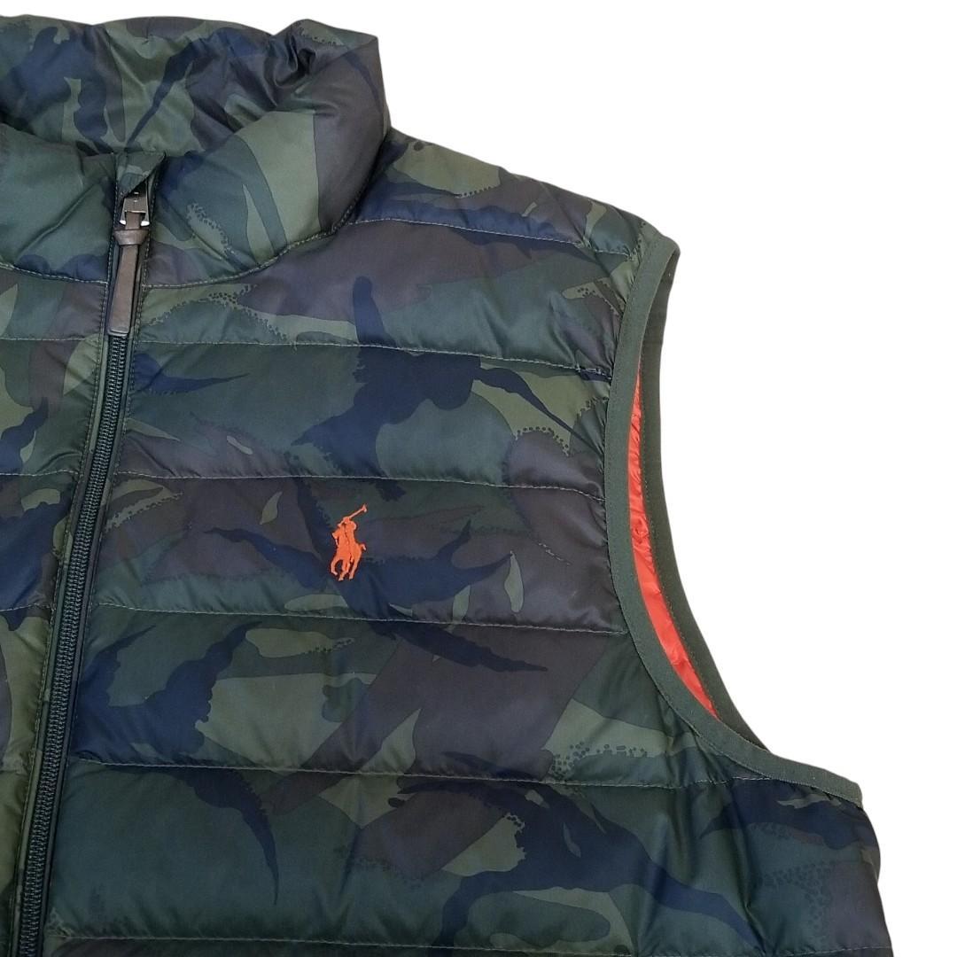 【美品】Polo Ralph Lauren　ダウンベスト　L　迷彩✖オレンジ