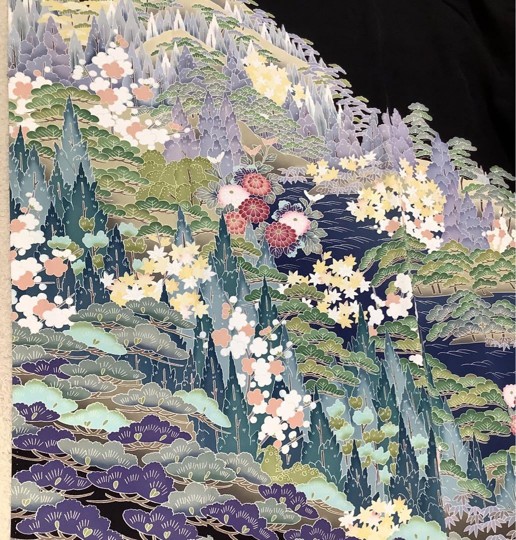 正絹黒留袖 友禅 作家物 翠峯 ④( 訪問着、紬、袋帯なども出品)