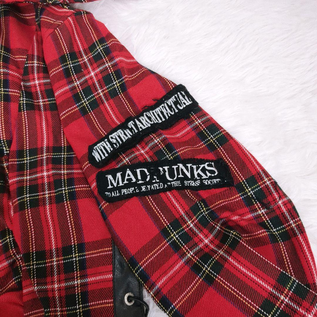 MAD PUNKS スカルデザイン ベスト Mサイズ 美品 MAD PUNKS コルセットチェックシャツ ボウタイ スカル パンク M