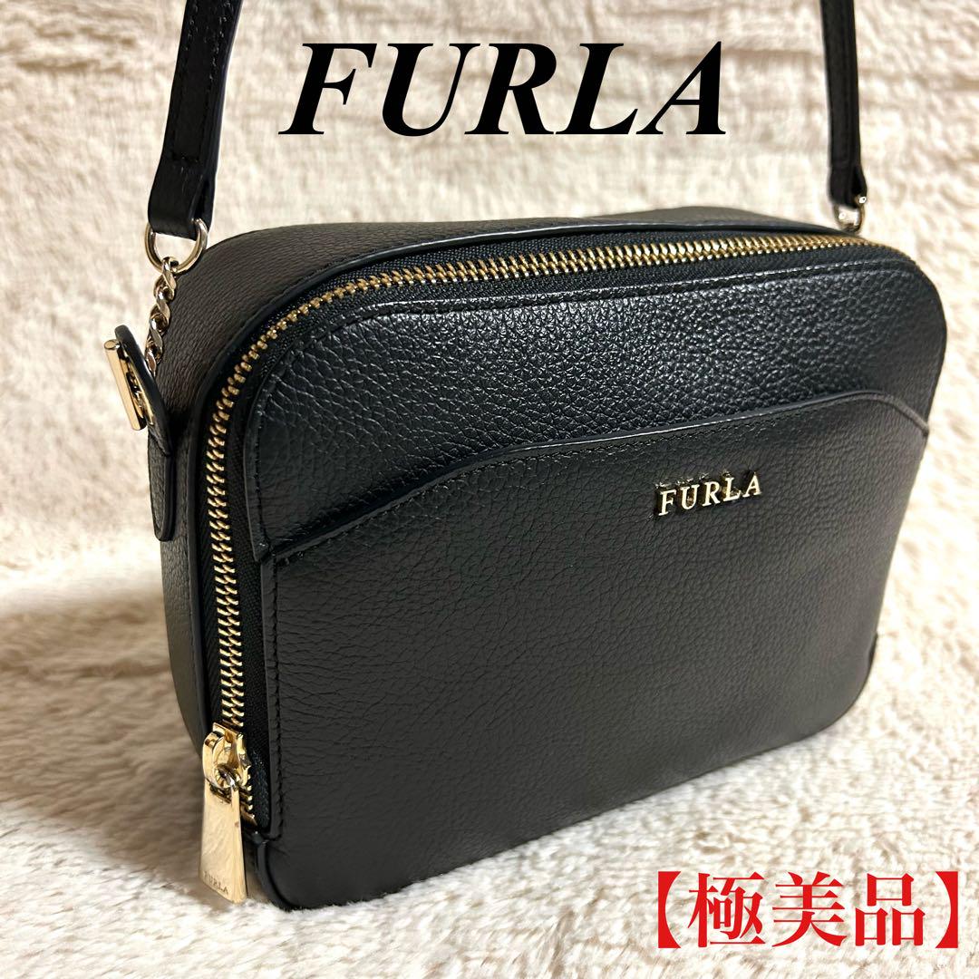 極美品 FURLA フルラ アヴリル ショルダーバッグ カメラバッグ シボ革