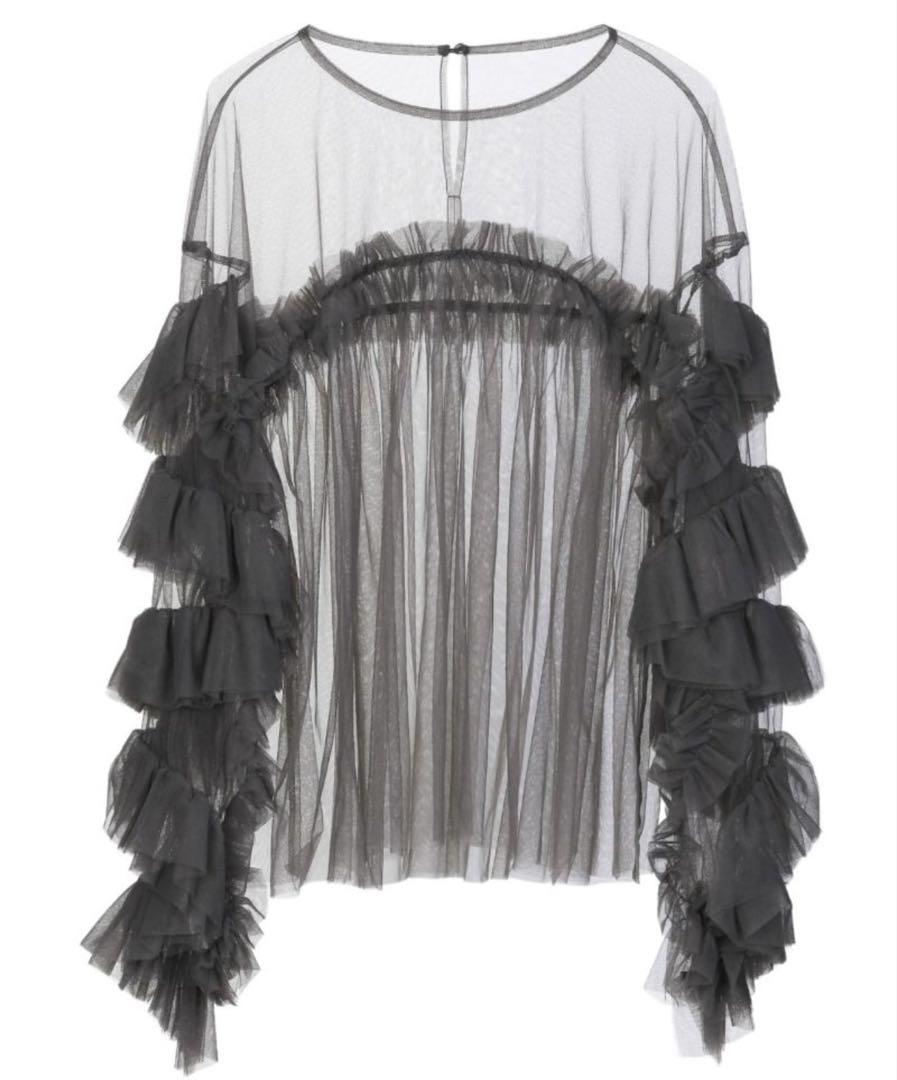 ANDRESD decorative tulle tops チャコール