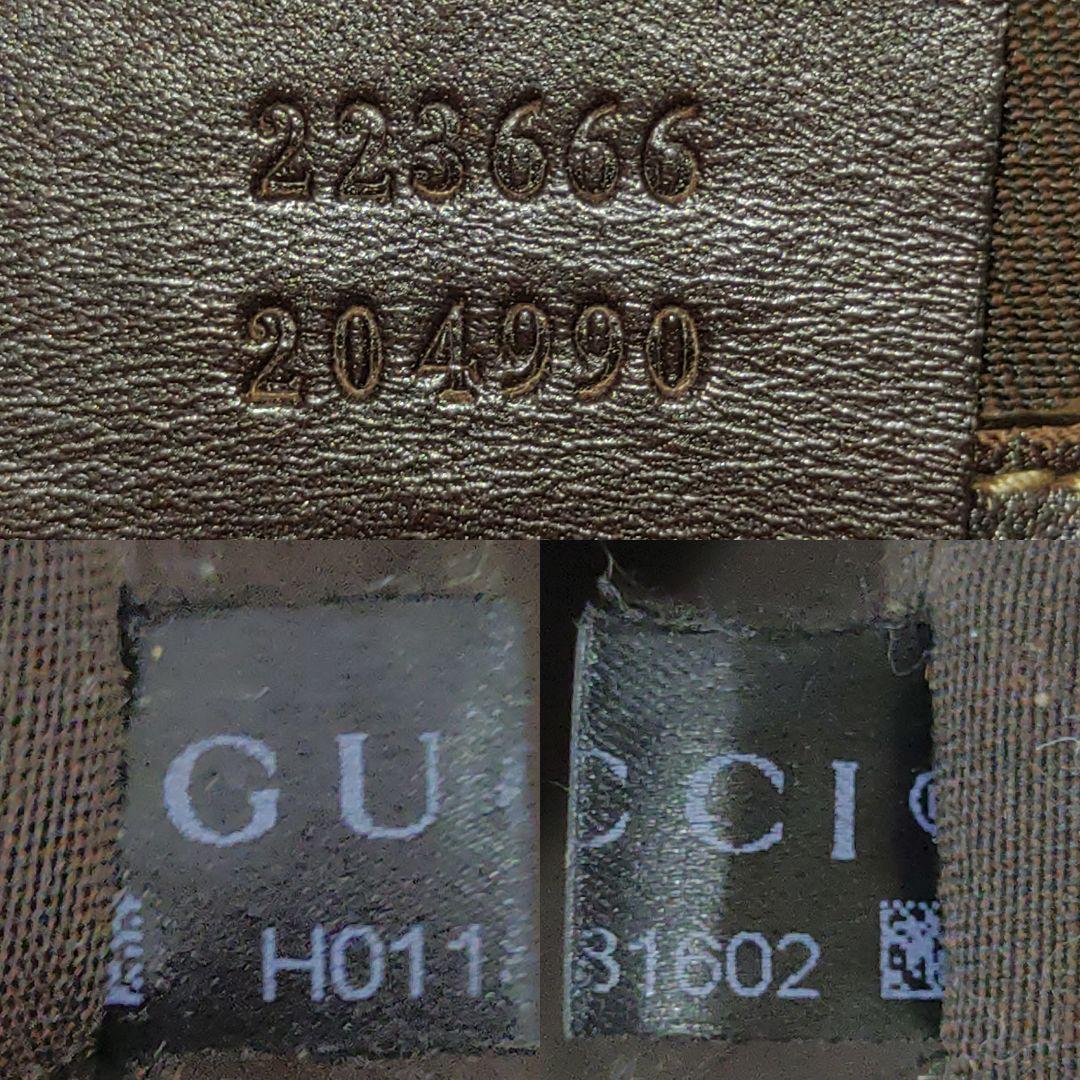 グッチ ショルダーバッグ レザー×PVC GG柄 ブラウン