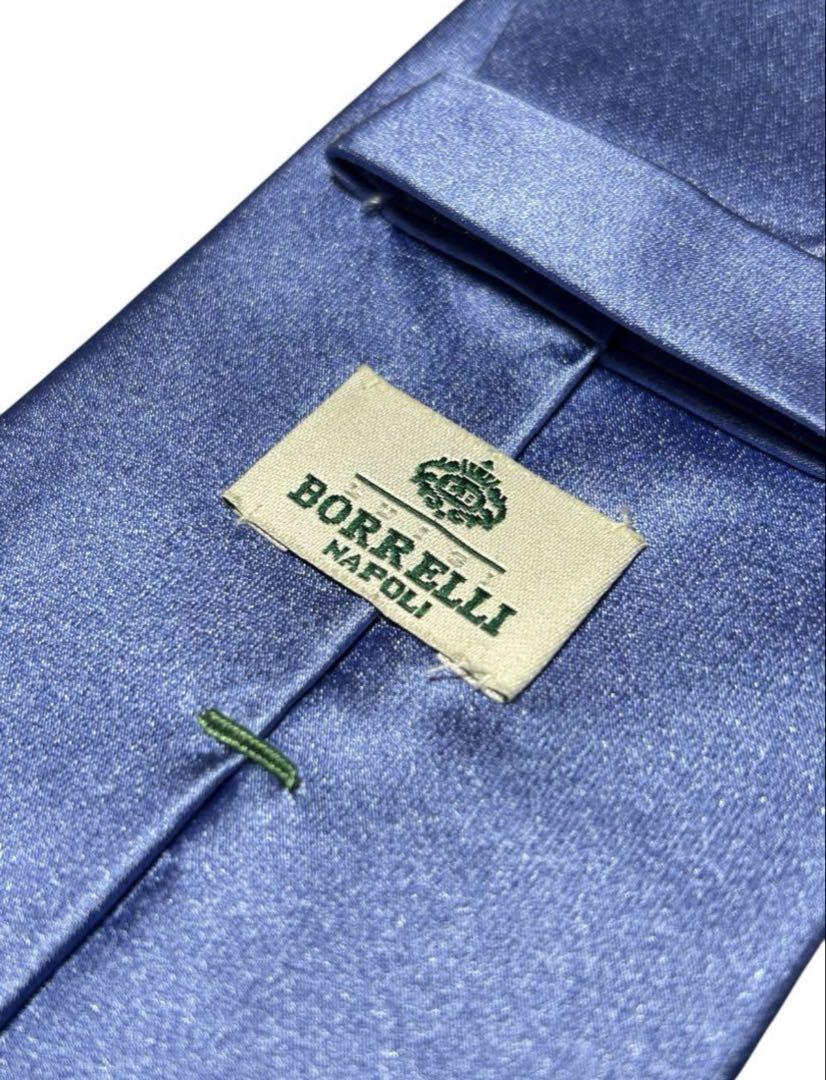 Borrelli Napoli 青 無地 ネクタイ　BORRELLI ボレッリ